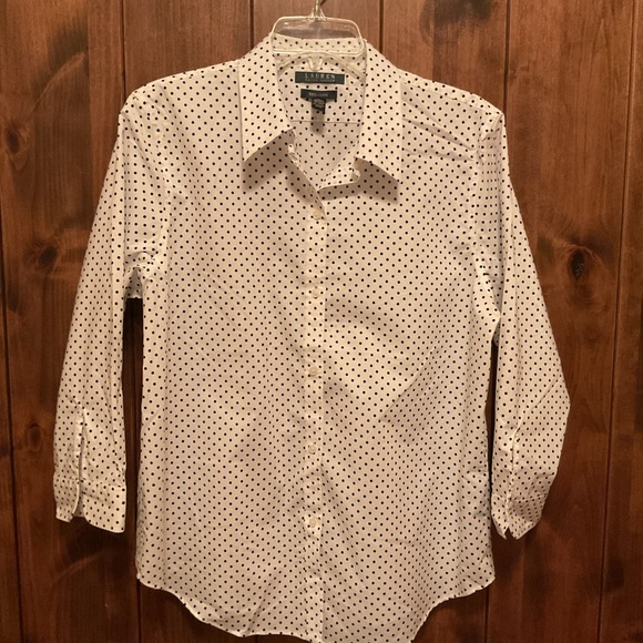 Lauren Ralph Lauren Tops - Lauren Ralph Lauren White Shirt with Black Dots
